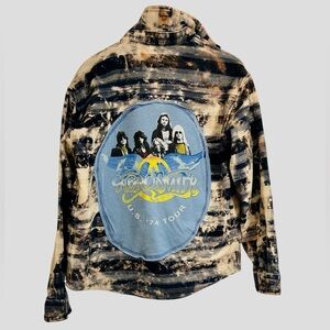 AEROSMITH ONE OF A KIND upcycled flannel shacket jacket creation by Rachelle